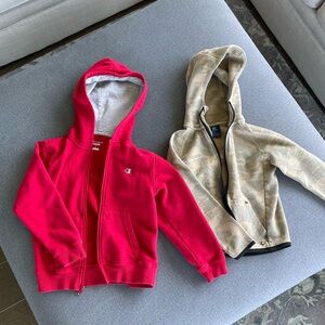 Boys Hooded Sweatshirts Red & Camo | Set of 2 | Size 6-7 | Columbia & Gap Brand
